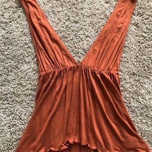 Orange Urban Outfitters deep V tank